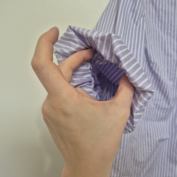 RW&CO Purple White Striped Button Down Blouse With Puff Sleeves – Size S - Picture 2 of 7